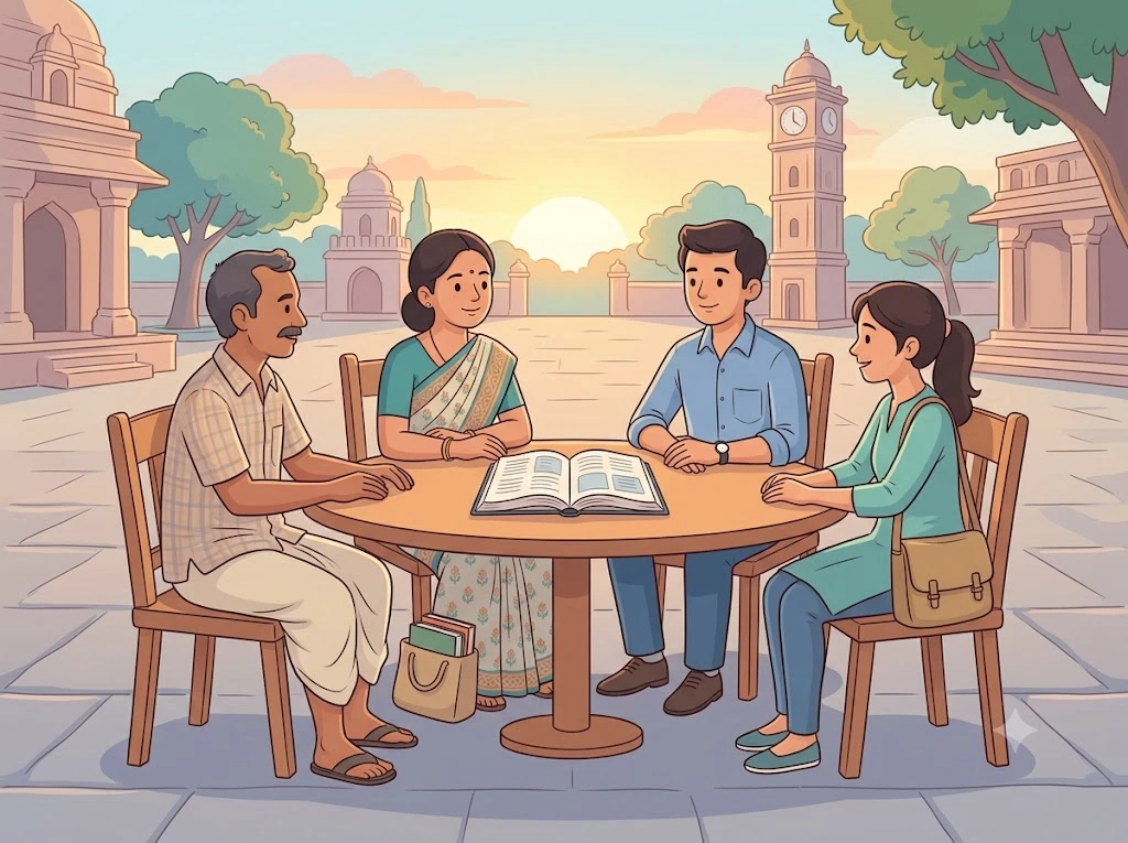 Three layers kept strictly separate — caste, religion and the state